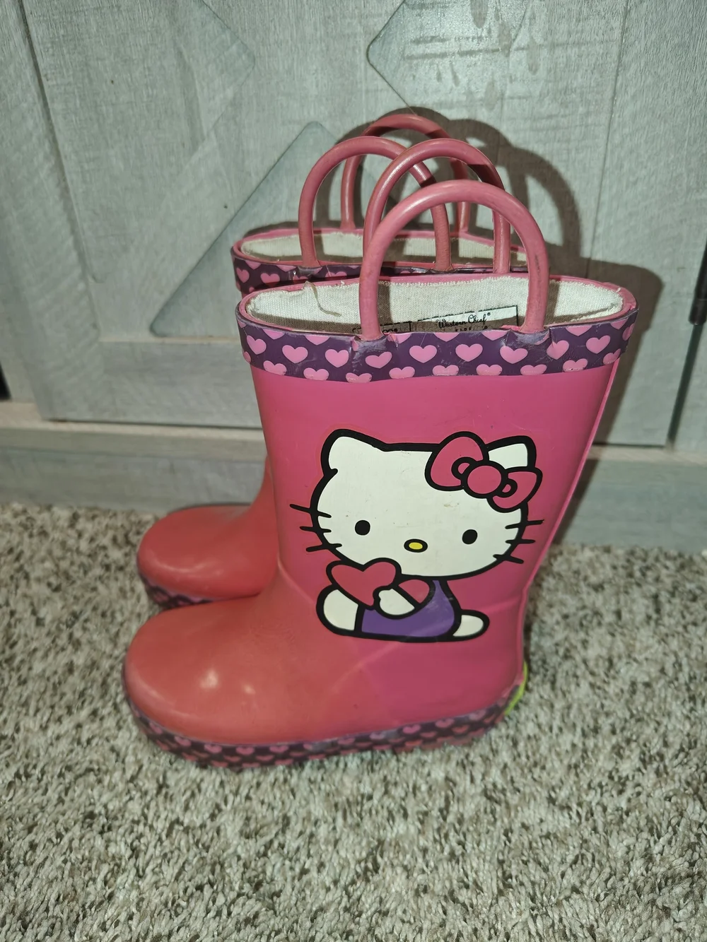 Western Chief Hello Kitty Rain Boots Hearts Toddler Size 7/8